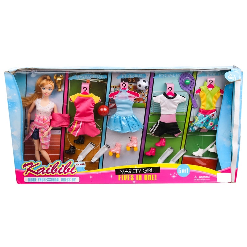 كيبيبي الدمية كايبيبي و 5 ازياء رياضات مختلفة - BLD122