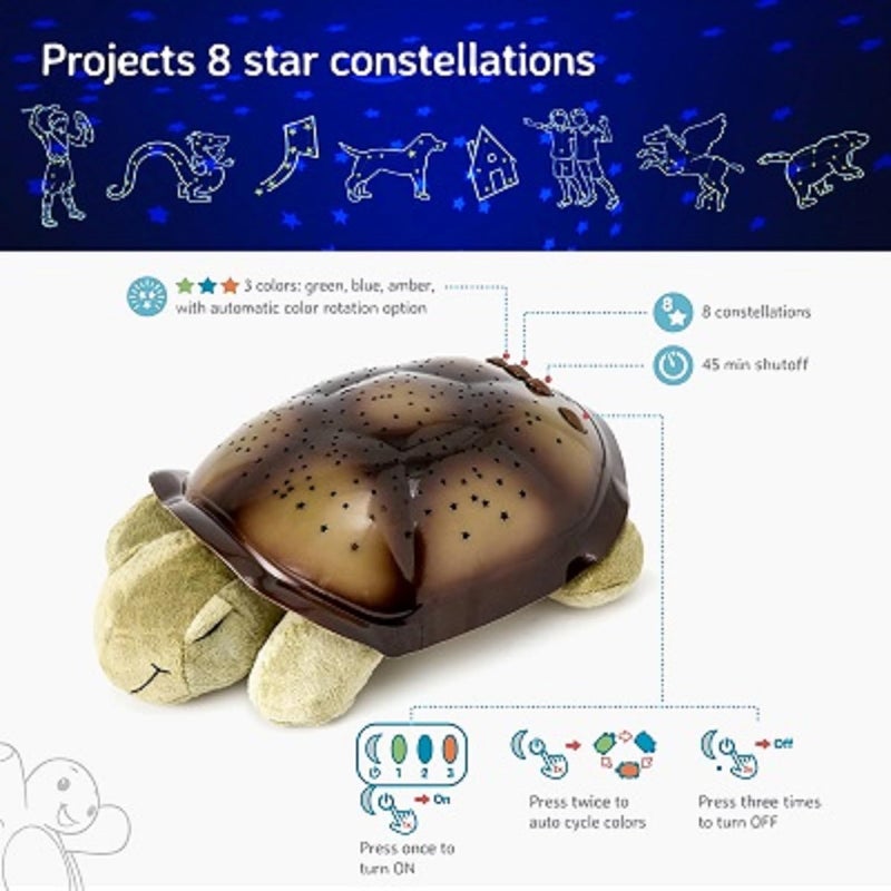 Cloud b Calming Nightlight Star Projector | Gentle Brightness | 3 Colors | 8 Constellations | Auto-Shutoff | Twilight Turtle Green - Image 3