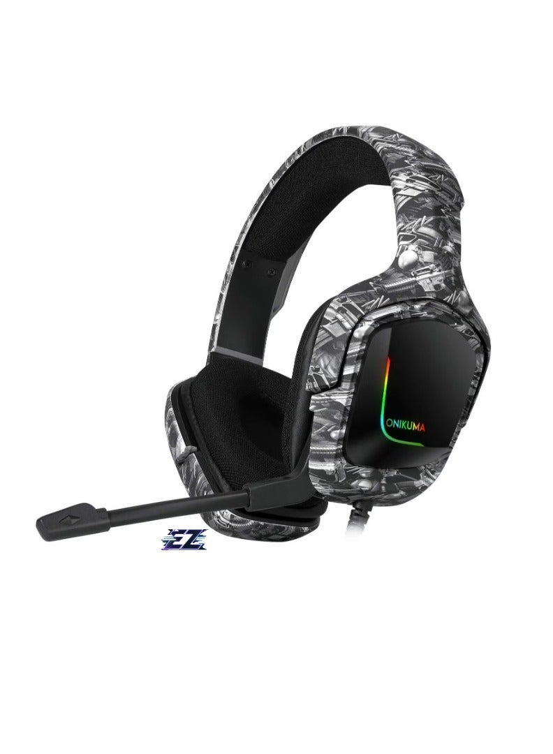 Gravity K20 Wired Gaming Headset with Microphone & RGB Light ‚Äì High-Quality Stereo Sound, Noise-Canceling Mic, Comfortable Over-Ear Cushions, Adjustable Headband, Compatible with PC, PS4, Xbox, and Mobile Devices ‚Äì Black - Image 1