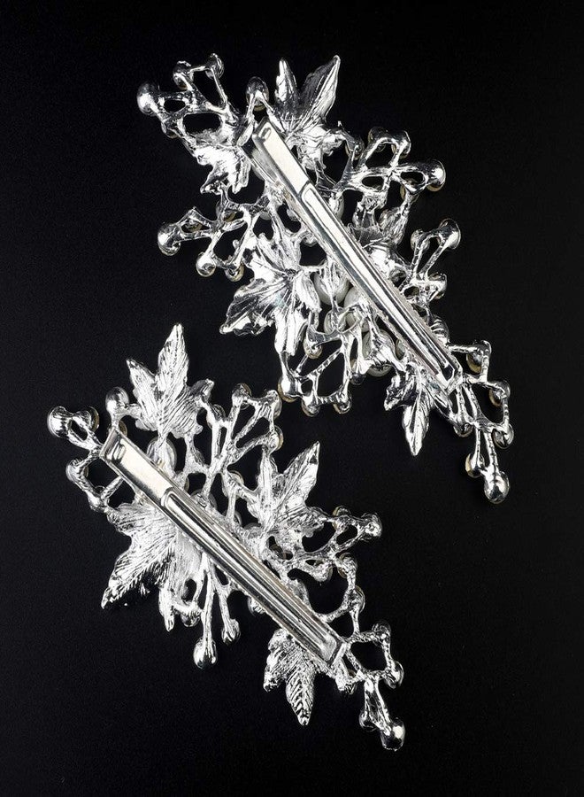 Sppry Wedding Hair Clips (2 Pcs) - Rhinestone Pearl Hair Accessories for Bridal Women (Silver) - Image 4