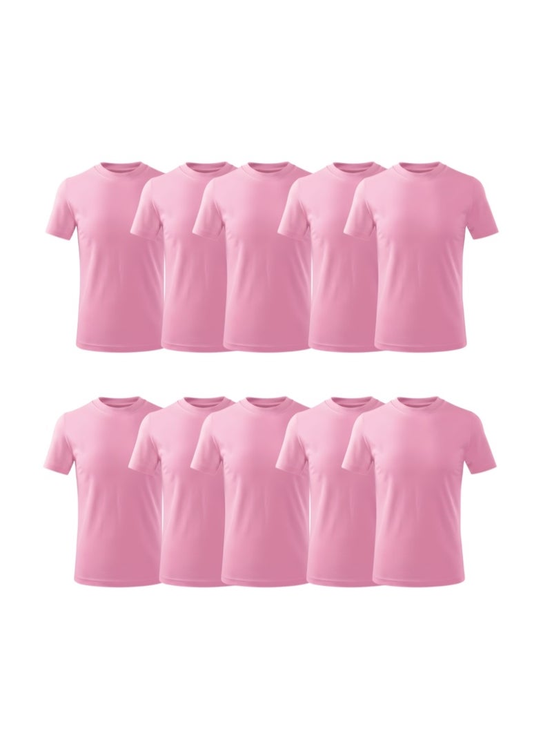 برينت شوب فور مي 10 قطع تي شيرت رجالي ممشط برقبة مستديرة للكبار 190 جرام في المتر المربع من القطن الخالص الألوان الأساسية - Image 1