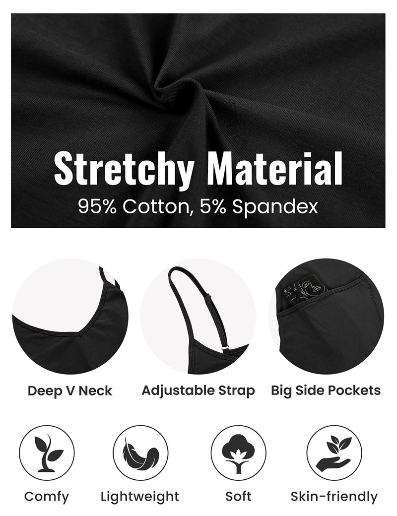 Lentta Women's Causal Jumpsuits V Neck Sleeveless Harem Overalls Stretchy Adjustable Strap Romper with Pockets(Black-XS) - Image 2