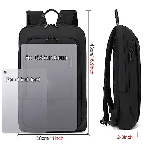 AUGUR Business Slim Backpack for Men Women 15.6 inch Water Resistant Laptop Backpack with USB Charger Computer Notebooks Lightweight Small Backpacks For School/Travel/Business/Work/College Bag - Image 3