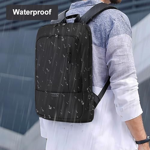 AUGUR Business Slim Backpack for Men Women 15.6 inch Water Resistant Laptop Backpack with USB Charger Computer Notebooks Lightweight Small Backpacks For School/Travel/Business/Work/College Bag - Image 2