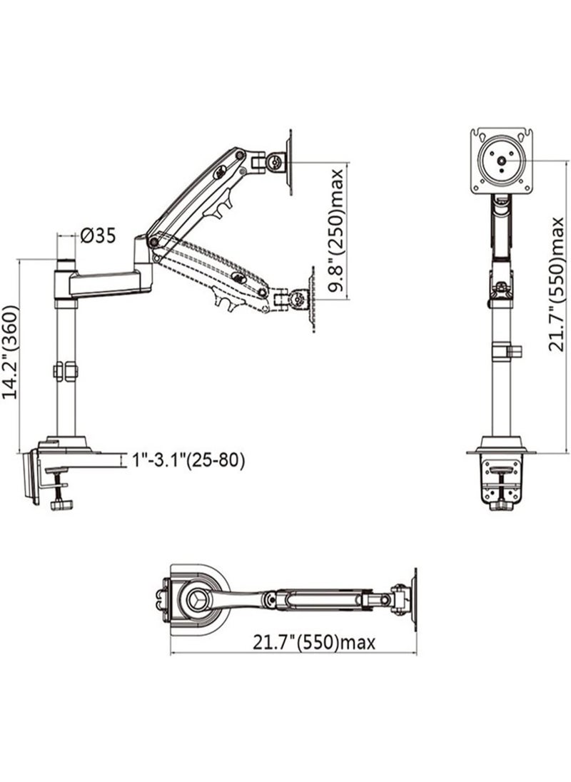 Generic 22-35 Inch Gas Spring Dual Arm Monitor Mount – Full Motion LCD TV Bracket for 2-12kg Screens (Color: H100)  - Image 4