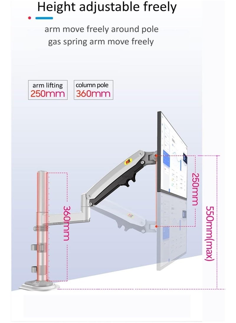 Generic 22-35 Inch Gas Spring Dual Arm Monitor Mount – Full Motion LCD TV Bracket for 2-12kg Screens (Color: H100)  - Image 3