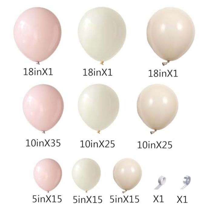 UAEYW Boho Dusty Pink Balloon Arch Garland Kit 135Pcs Neutral Pink White Sand Ivory Nude Balloons for Girls Baby Shower Birthday Wedding Gender Reveal Party Decorations - Image 2