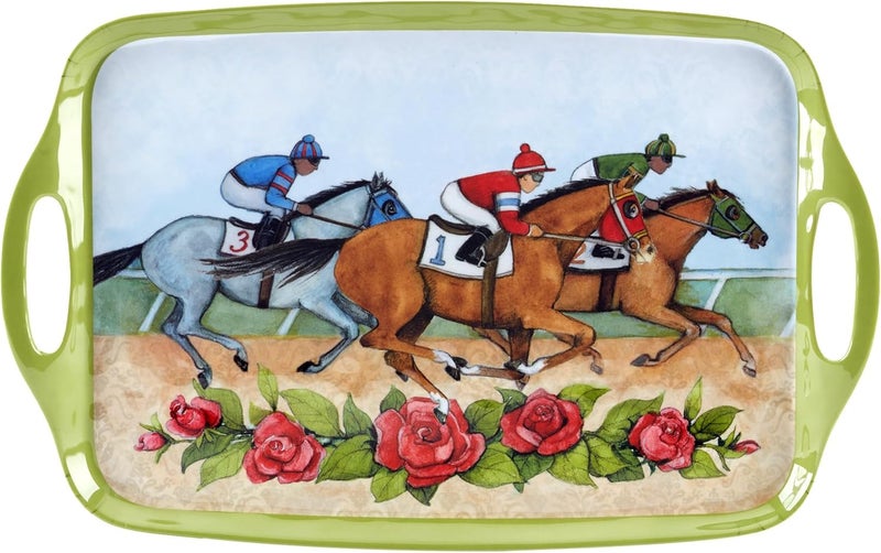 Certified International Derby Day at the Races 3pc Melamine Hostess Set  Elevate race day entertaining with this elegant durable serveware trioperfect for parties gifting and equestrianinspired gatherings - Image 2