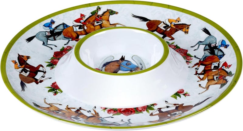 Certified International Derby Day at the Races 3pc Melamine Hostess Set  Elevate race day entertaining with this elegant durable serveware trioperfect for parties gifting and equestrianinspired gatherings - Image 4
