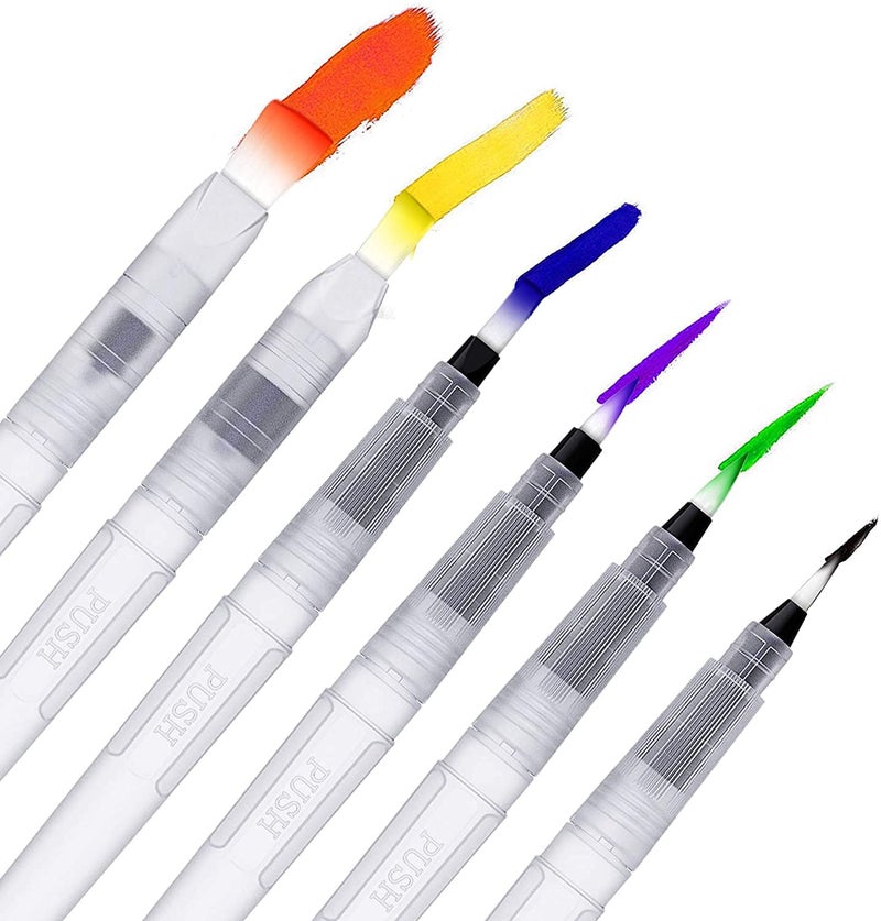 deziine DEZIINE Students Portable Paint Brush Water Color Brush Pencil Soft Watercolor Brush Pen for Beginner Painting Drawing Art Supplies Gift (Pack of 6PCS)  - Image 2