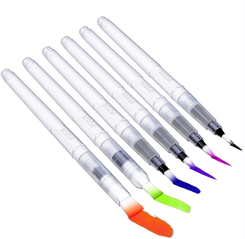 deziine DEZIINE Students Portable Paint Brush Water Color Brush Pencil Soft Watercolor Brush Pen for Beginner Painting Drawing Art Supplies Gift (Pack of 6PCS)  - Image 3