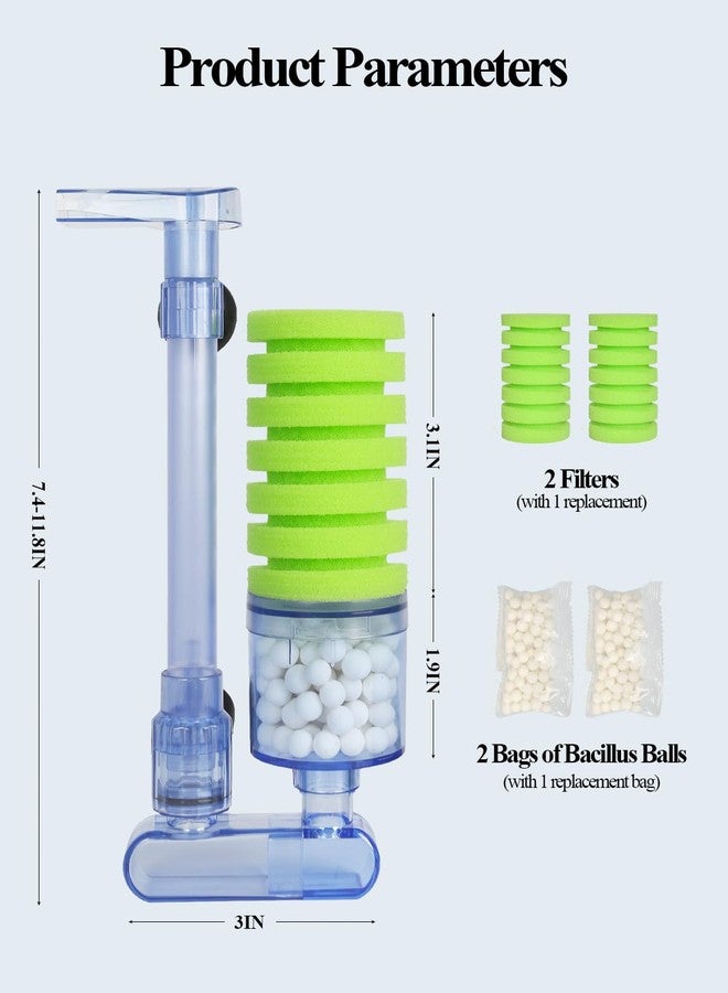 UPETTOOLS 10-40 Gla Aquarium Sponge Filter Ultra Quiet Aquarium Air Pump Bio Sponge Small Fish Tank Foam Filter Comes with 2 Sponges 2of Bio Ceramic Media Balls - Image 5