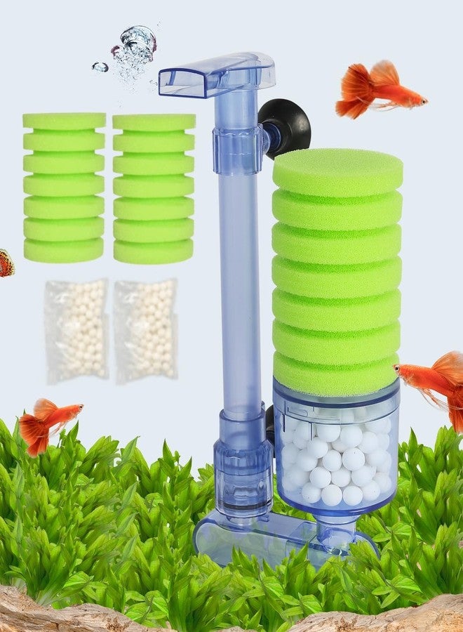 UPETTOOLS 10-40 Gla Aquarium Sponge Filter Ultra Quiet Aquarium Air Pump Bio Sponge Small Fish Tank Foam Filter Comes with 2 Sponges 2of Bio Ceramic Media Balls - Image 1