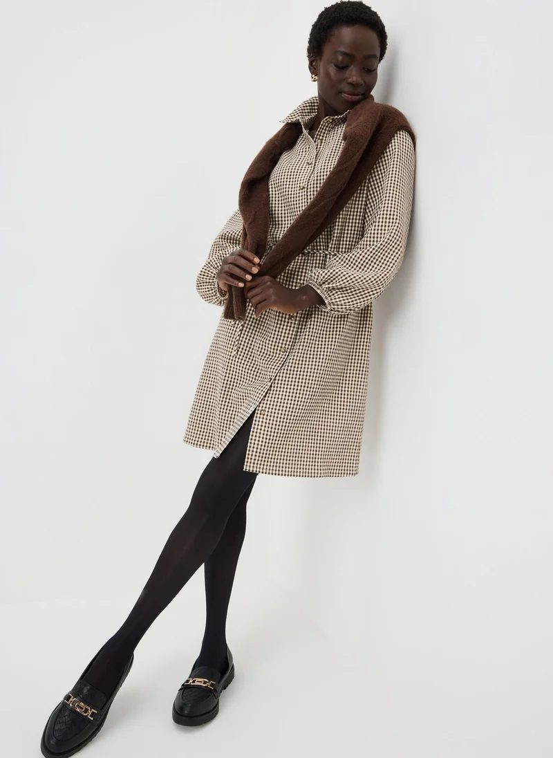 Matalan Chocolate Gingham Collar Dress