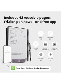 Rocketbook Fusion Smart Reusable Notebook – 42 Pages with 7 Page Templates, Letter Size 8.5" x 11", Includes Pilot FriXion Pen & Microfiber Cloth  - Image 5