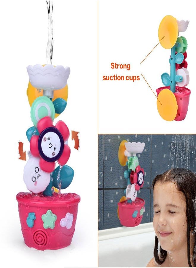 FUN LITTLE TOYS - 16 PCs Bath Toys for Toddlers, Flower Waterfall Water Station Garden Squirter Toys, Stacking Cups Watering Can, Bath Toy Organizer Included for Kids Toddlers - Image 1