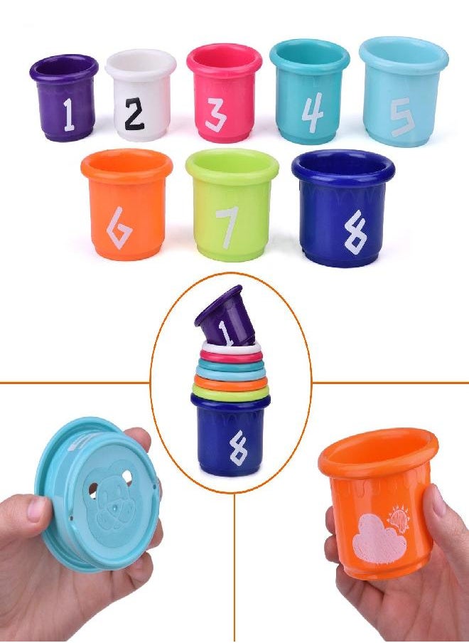 FUN LITTLE TOYS - 16 PCs Bath Toys for Toddlers, Flower Waterfall Water Station Garden Squirter Toys, Stacking Cups Watering Can, Bath Toy Organizer Included for Kids Toddlers - Image 1