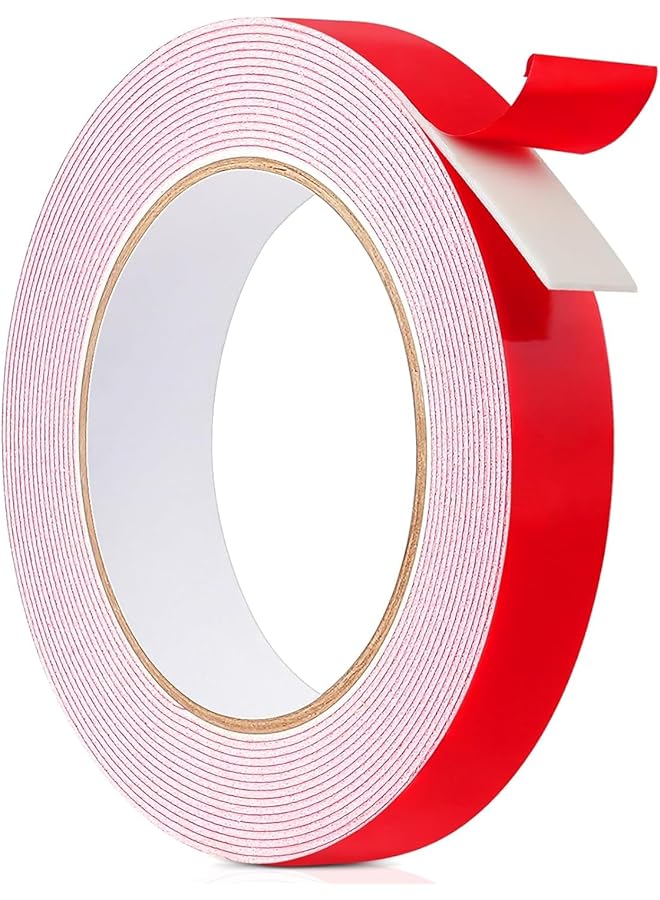 PROMASS 2 Pack Double Sided Foam Tape, Extra Thick 2mm Strong Adhesive Mounting Tape Waterproof for Picture Hanging Carpet Tape for Indoor Outdoor Home Decor, Automotive Mounting, Photo Frame (Red)  - Image 1