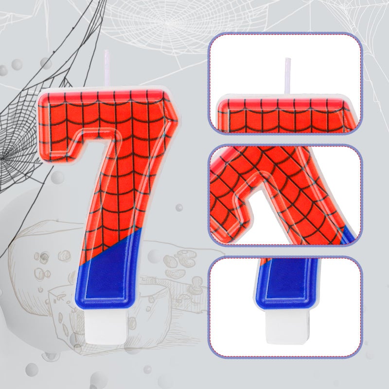 XIHIRCD Spider Themed Birthday Candles, Spider Web Candles Number Candle Cake Topper Candle Birthday Cake Candles Birthday Cake Decorations for Boy Birthday Party Halloween Party Supplies(7) - Image 3