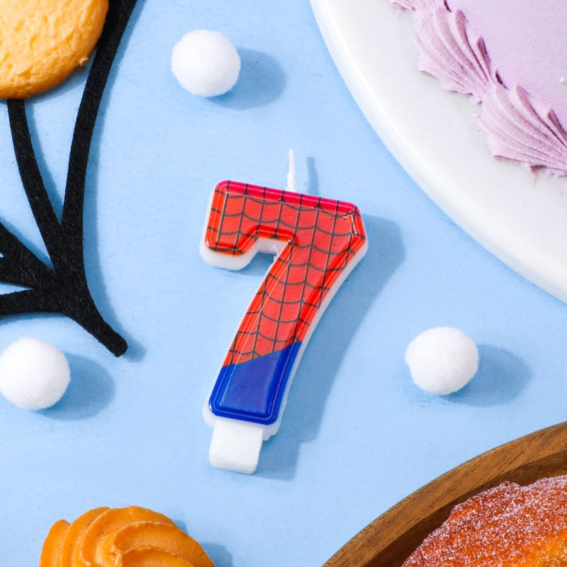 XIHIRCD Spider Themed Birthday Candles, Spider Web Candles Number Candle Cake Topper Candle Birthday Cake Candles Birthday Cake Decorations for Boy Birthday Party Halloween Party Supplies(7) - Image 5