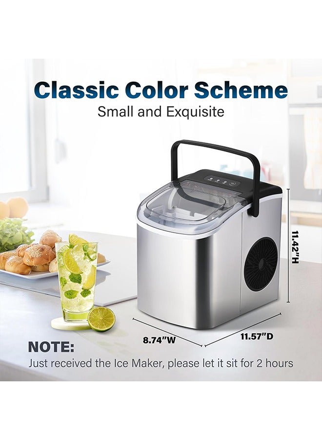 Topyich Ice Machine - Grey Ice Maker Machine, 25LBS/24H Compact Ice Cube Maker, 9 Cubes in 6 Mins for Home Office Camping - Image 3