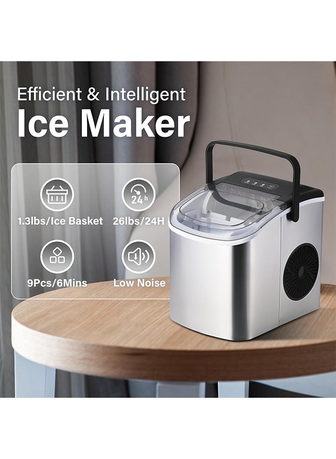 Topyich Ice Machine - Grey Ice Maker Machine, 25LBS/24H Compact Ice Cube Maker, 9 Cubes in 6 Mins for Home Office Camping - Image 5
