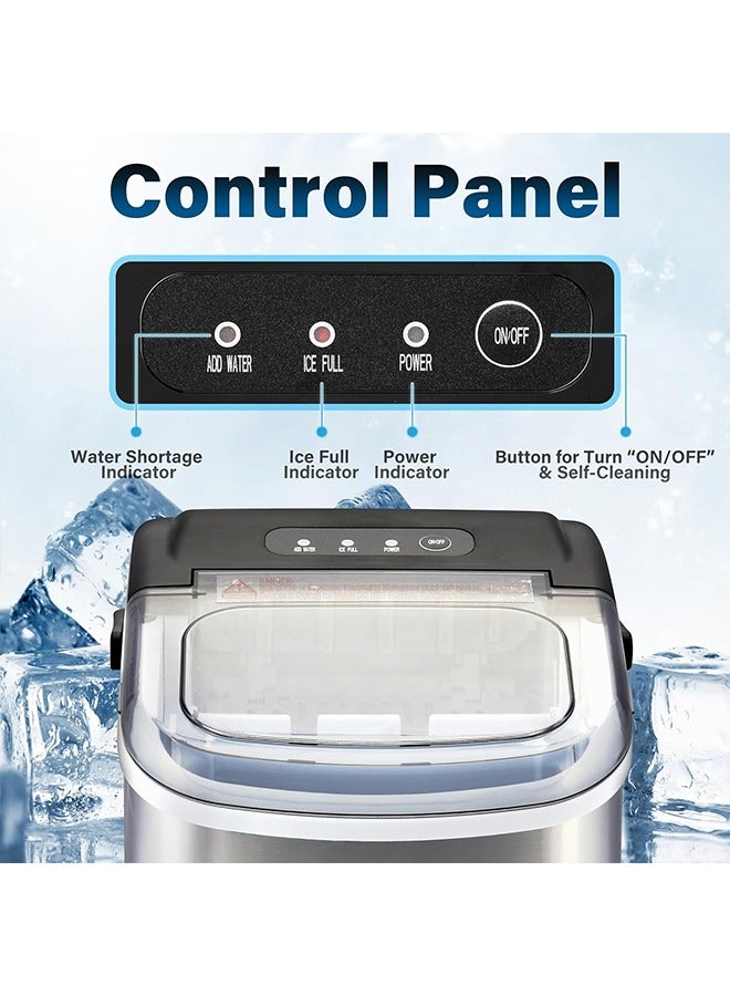 Topyich Ice Machine - Grey Ice Maker Machine, 25LBS/24H Compact Ice Cube Maker, 9 Cubes in 6 Mins for Home Office Camping - Image 4