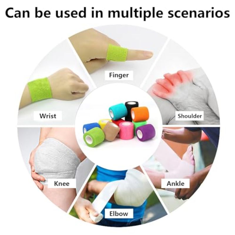 Cohesive Bandage Multicolor Stretch Wrap - Self Adherent Wrap for Athletic Sports First Aid Vet Use - Image 5