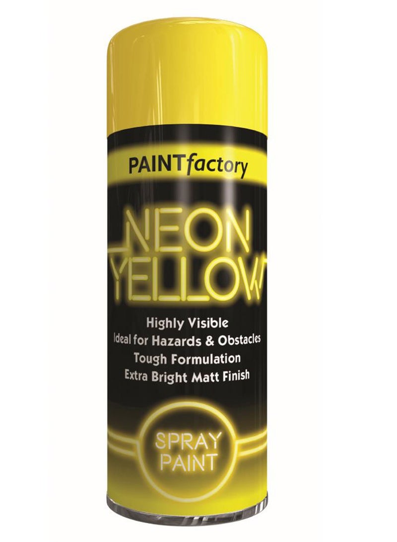 مصنع الطلاء دهان بخاخ نيون عالي الوضوح من مصنع الطلاء – اللون الأصفر ٢٠٠ مل - Image 1