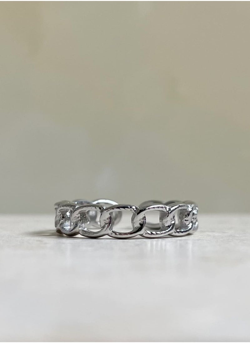 Clé de Lune Chain Adjustable Ring - Silver  - Image 1
