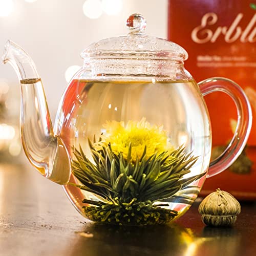 Creano Flowering Tea Gift Set  White Tea  6 Blooming Tea with 17oz Glass Teapot - Image 5