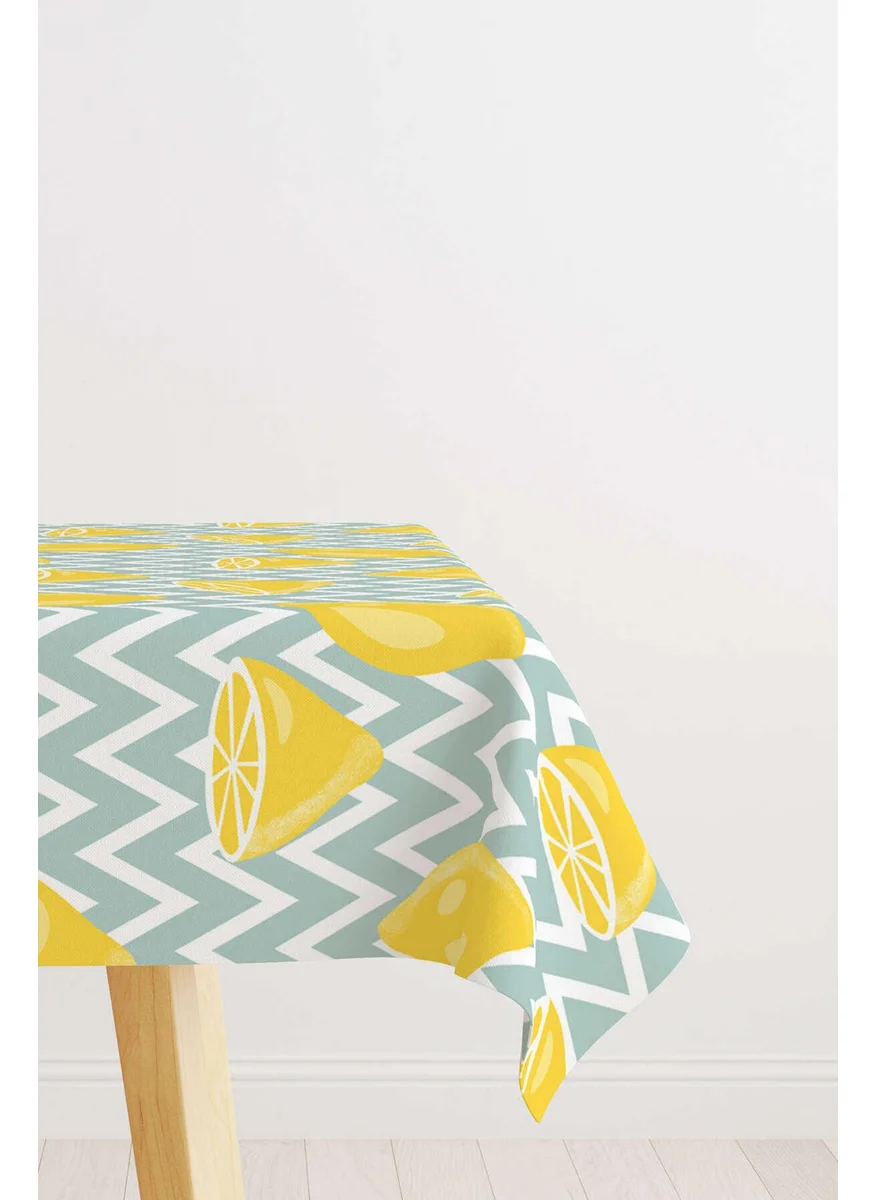 Cango Home White Yellow Lemon Patterned Digital Printed Tablecloth OYTYK935-MS