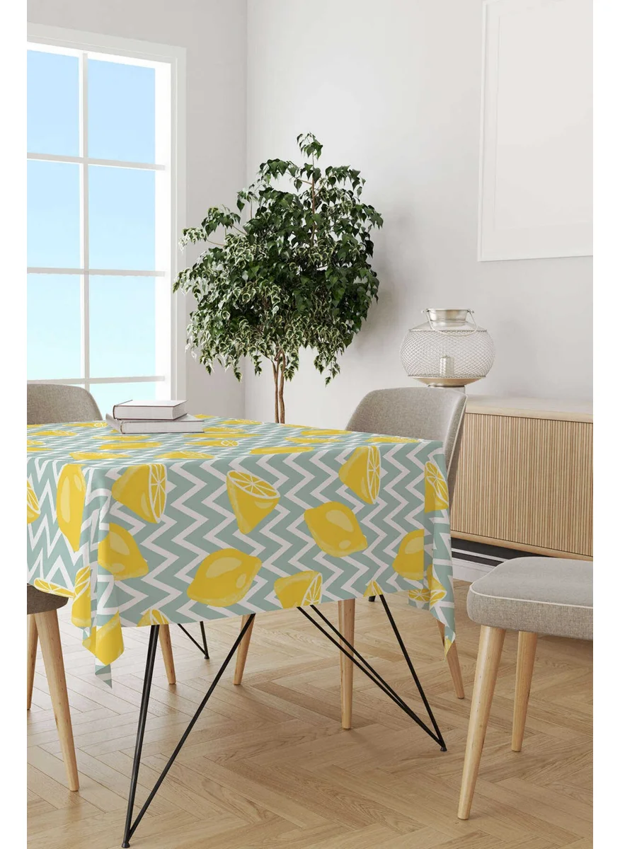 Cango Home White Yellow Lemon Patterned Digital Printed Tablecloth OYTYK935-MS