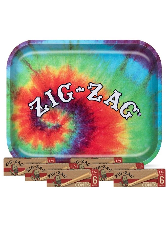 ZIG-ZAG Metal Rolling Tray, Large (13.4" x 10.8"), Tye Dye Design, Sleek Finish with Smooth Rounded Corners - Image 3