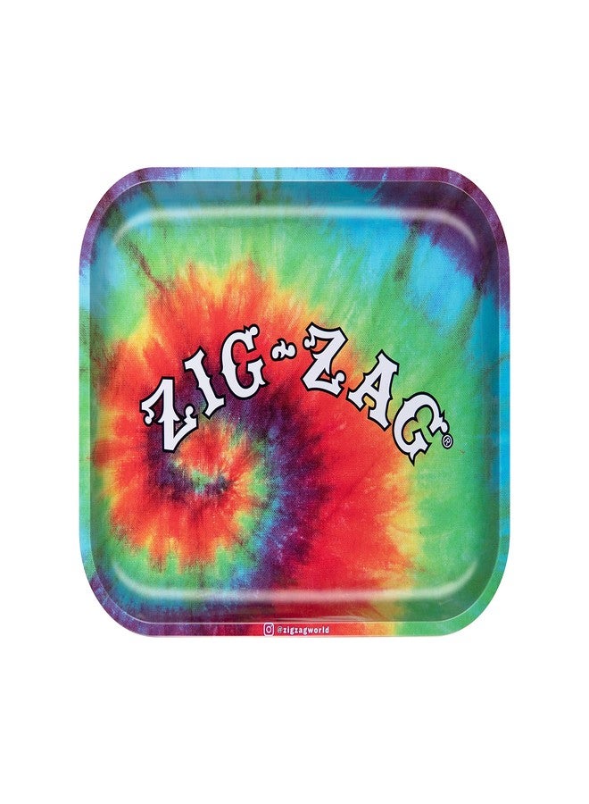 ZIG-ZAG Metal Rolling Tray, Large (13.4" x 10.8"), Tye Dye Design, Sleek Finish with Smooth Rounded Corners - Image 1