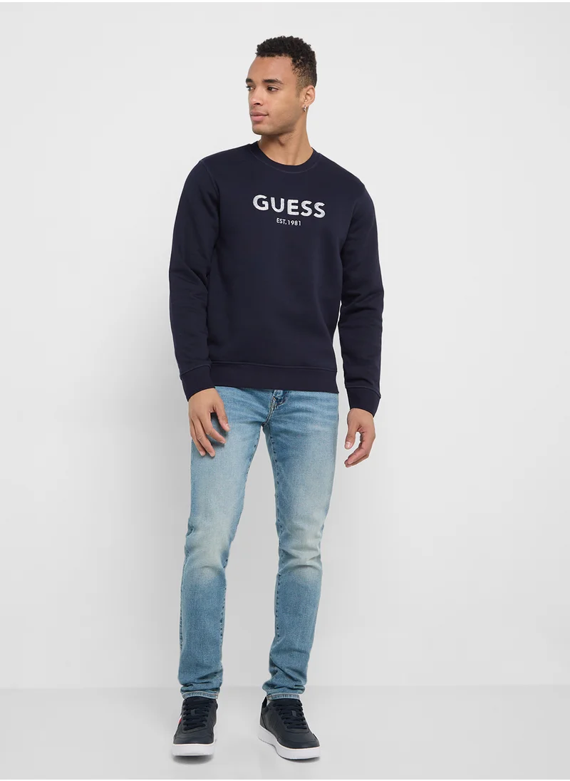 جس Crew Neck Logo Detailed Sweatshirt
