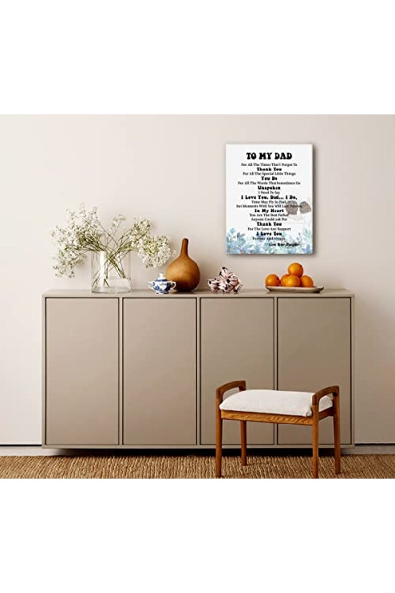WKYAER ALAYRA To My Dad Canvas Wall Art Decor, For All The Ti That I Forgot to Thank You... Thank You Dad Canvas Prints Poster Wall Art, Christmas, Father’s Day Gift, From Daughter, Birthday Gift For Dad 12x15 - Image 2