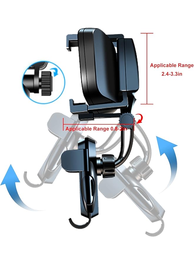 SYOSI Retractable Car Phone Holder Rear View Mirror Accessories, Multifunctional Rear View Mirror Phoneholder, Adjustable Phone Holder,Compatible With All Smart Phones - Image 4