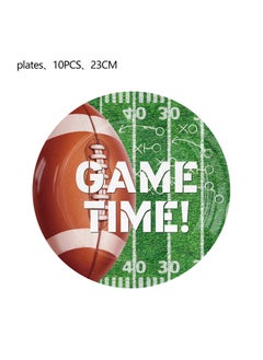 Generic Super Bowl rugby American Football childrens birthday party tableware paper plate tissue tablecloth decoration party supplies 9-inch plate 10PCs-rugby 2 