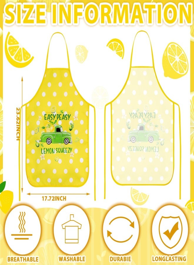مجموعة مآزر شايوين الصيفية بالليمون، 6 قطع، للنساء، لوازم حفلات عصير الليمون، حزام قابل للتعديل، مآزر مطبخ كبيرة باللونين الأخضر والأصفر، مناسبة للرسم والطبخ والخبز، لوازم حفلات عصير الليمون الصيفية - Image 4