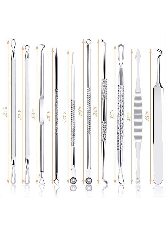 MENOLY - Pimple Popper Tool Kit, 10 Pcs Blackhead Remover Zit Popper for Blemish, Pimple Comedone Extractor Acne Tool for Nose Face with a Leather Bag - Image 1