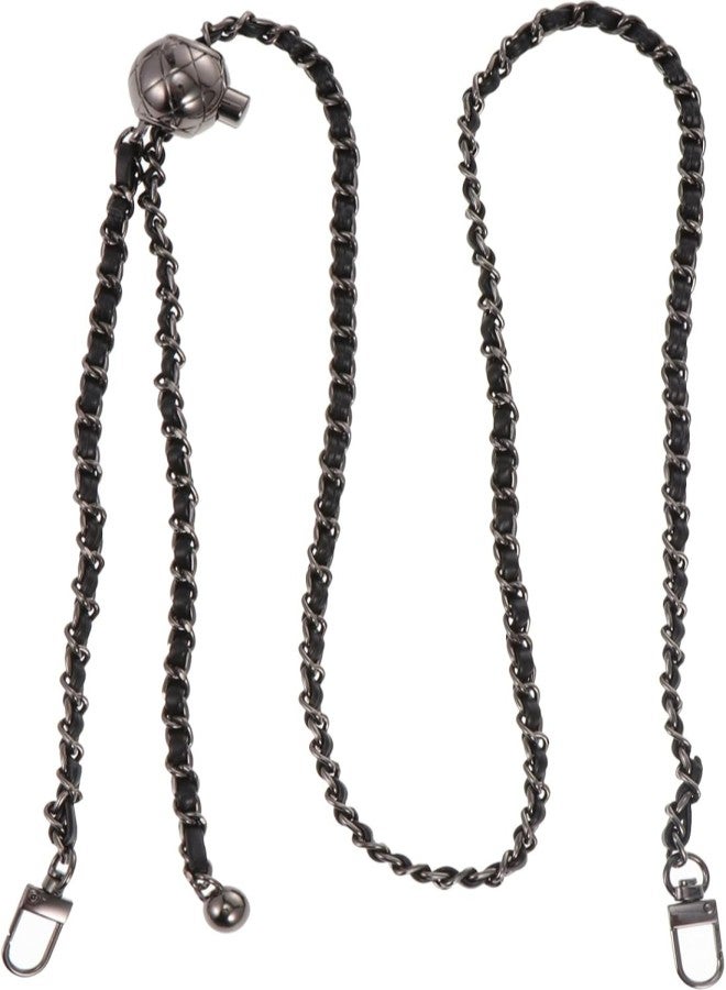 klarako Leather Metal Flat Bag Chain Adjustable Beads Purse Handbag Straps Shoulder Cross Body Replacement Belt with Buckles for DIY Craft Bag Making Black