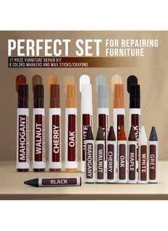 Alruht 17-Piece Furniture Repair Kit, Wood Markers and Wax Sticks with Sharpener Kit for Stains, Scratches, Wood Floors, Tables, Carpenters, Bedposts, Touch Ups and Cover Ups  - Image 2