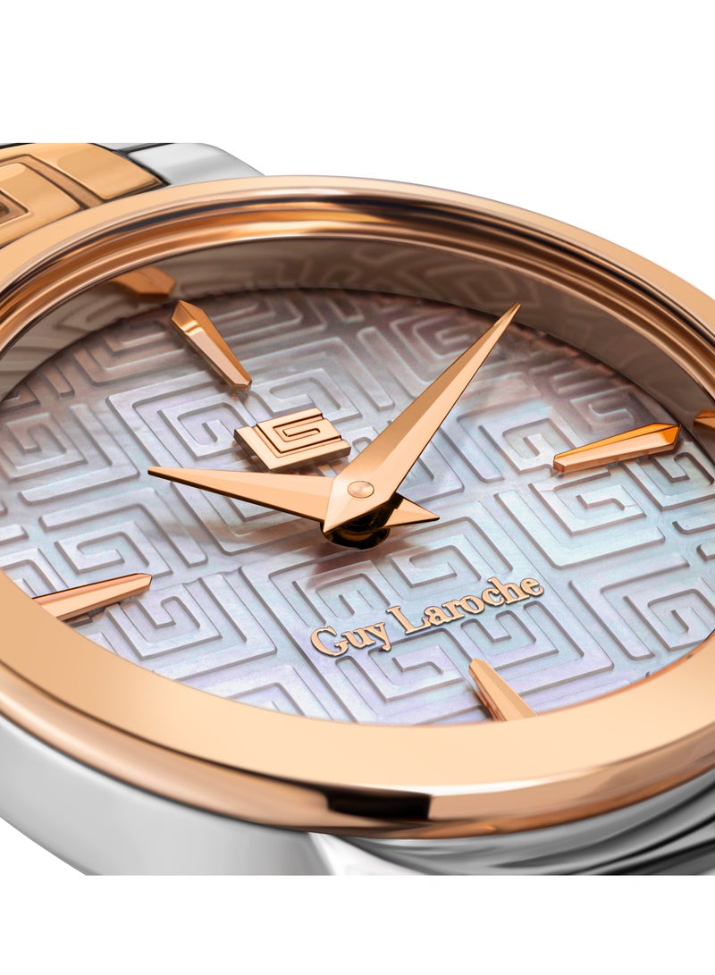 Guy Laroche Ariane Watch for Women with Silver and Rosegold Stainless Steel Bracelet 25 mm 5 Atm  - Image 4