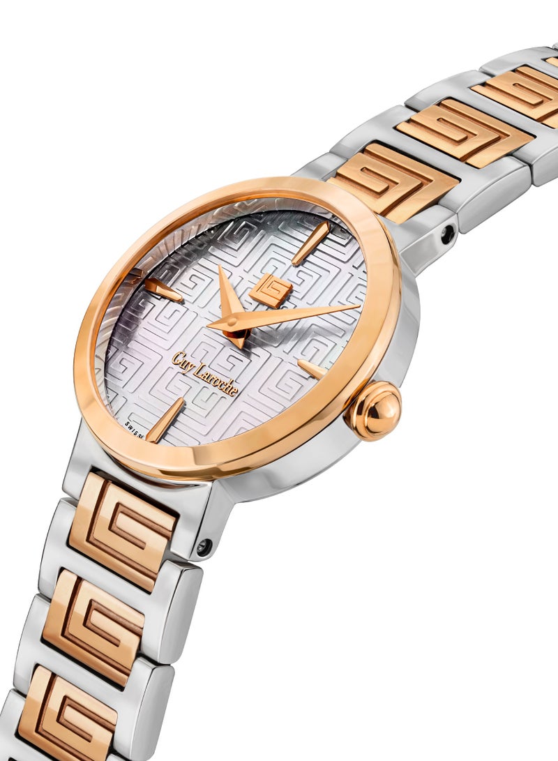 Guy Laroche Ariane Watch for Women with Silver and Rosegold Stainless Steel Bracelet 25 mm 5 Atm  - Image 2