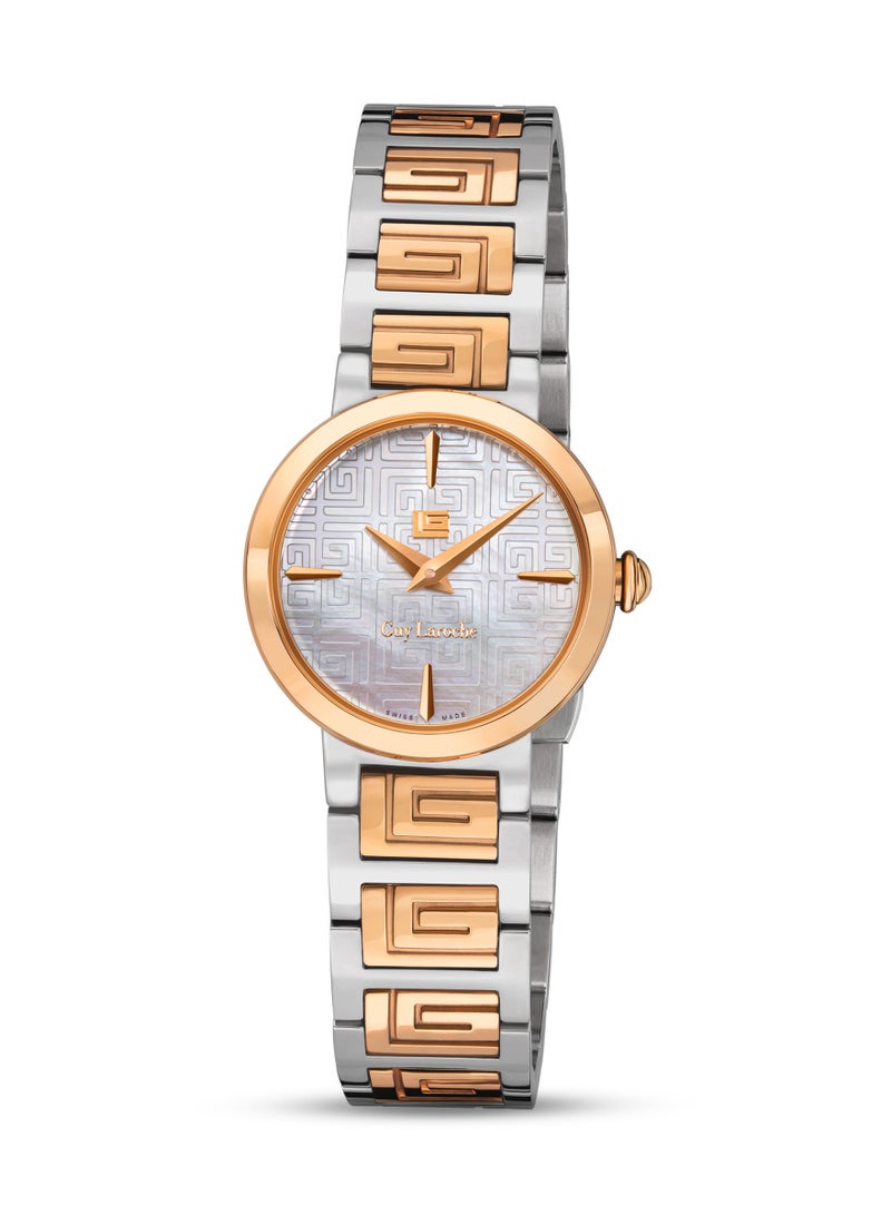 Guy Laroche Ariane Watch for Women with Silver and Rosegold Stainless Steel Bracelet 25 mm 5 Atm  - Image 1
