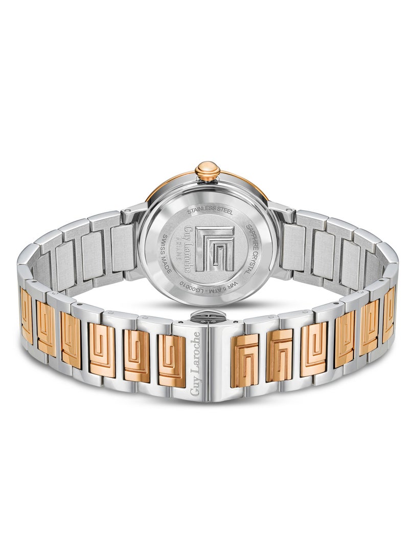 Guy Laroche Ariane Watch for Women with Silver and Rosegold Stainless Steel Bracelet 25 mm 5 Atm  - Image 3