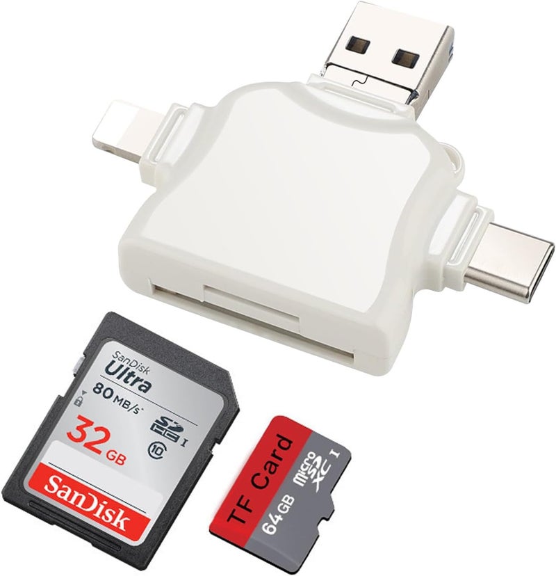 KASTWAVE Multi Port 4 in 1 Card Reader, Multi Port 4 in 1 Universal Sd Card Reader, Universal Card Reader USB, USB 3.0 External Card Readers, for Phone and Laptop Devices - Image 1