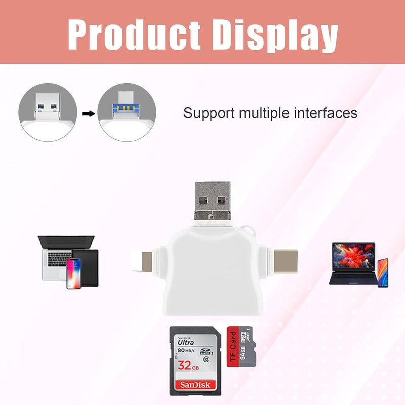 KASTWAVE Multi Port 4 in 1 Card Reader, Multi Port 4 in 1 Universal Sd Card Reader, Universal Card Reader USB, USB 3.0 External Card Readers, for Phone and Laptop Devices - Image 4