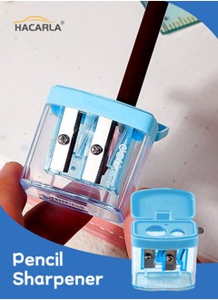 Deli Double Hole Manual Pencil Sharpener with Plastic Shell and High Quality Steel Blade for School Home Office Blue  - Image 2
